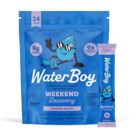 Waterboy Weekend Recovery | 3,187mg Electrolyte Powder Packets | Ginger + L-Theanine + Vitamins | No Sugar, All Natural, Gluten Free | 24 Drink Stick Mixes (Grape)