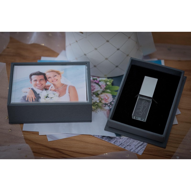 Crystal USB Flash Drive with Box Wedding Design - Elegant