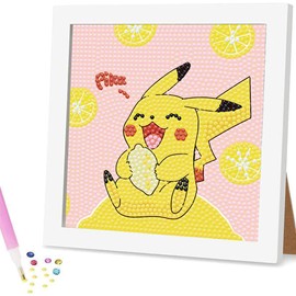 5D Diamond Painting Kits for beginner Beginners with Wooden Frame, Full Drill Cute Diamond Art Kits for beginner Girls Boys, DIY Kid Big Gem Art, Home Wall Decor.