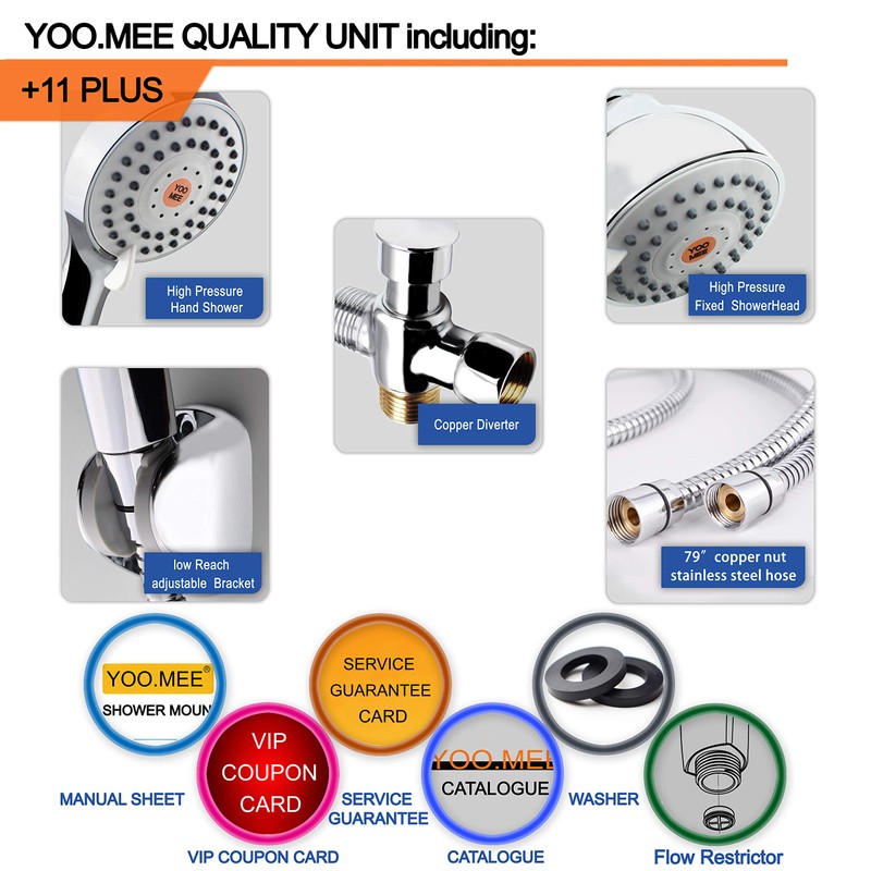 YOO.MEE High Pressure Shower Combo Set, w/Powerful Pressure Handheld Shower