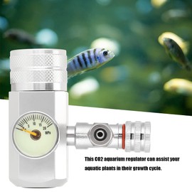 CO2 Regulator, Aluminum Alloy Aquarium CO2 Regulator, Silver Single Gauge Display CO2 Regulator for Aquarium Plants(w21.8)