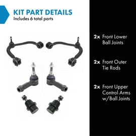 TRQ Front Steering & Suspension Kit Ball Joint Control Arm with Ball Joint Tie Rod Compatible with 2004-2008 Ford F-150 2006-2008 Lincoln Mark LT