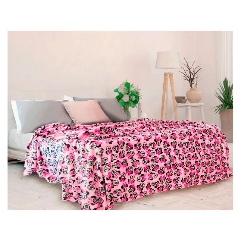 Tesso Cobertor Individual Matrimonial Ligero Frazada Pink Minnie