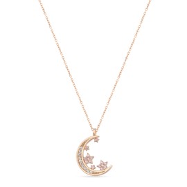Einzelstück® Necklace Moon & Stars Pendant I 925 Sterling Silver 18K Gold-Plated Real Jewellery I Zirconia Stones I Hypoallergenic & Nickel-Free Silver Chain, Sterling Silver Gold