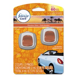 Febreze 94734Ct Car Air Freshener, Hawaiian Aloha, 2 Ml Clip, 2/Pack, 8 Packs/Carton