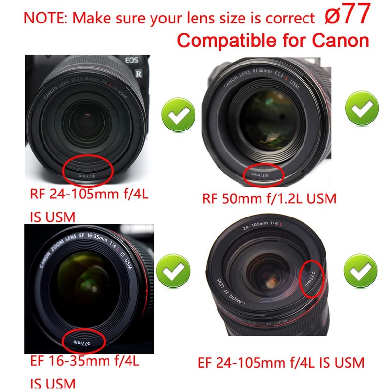 Komet 77mm-82mm Step Up Ring (2 Pack), Camera Lens Filter