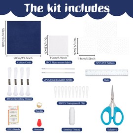 ORIGACH 5 Set DIY Sashiko Coaster Kit, Coaster Making Kit for Adults with Japanese Traditional Patterns, English Instruction, Sashiko Kit for Beginners