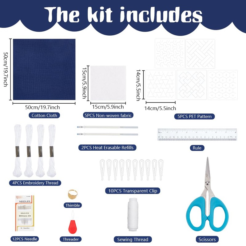 ORIGACH 5 Set DIY Sashiko Coaster Kit, Coaster Making Kit