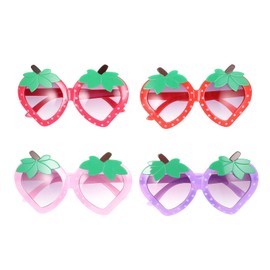 Kisangel 4Pairs Strawberry Sunglasses Cute Fruit Sunglasses Kids Beach Eyewear for Girls Outdoor Glasses