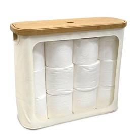 GreeKroupp Toilet Paper Storage Basket Bamboo Toilet Paper Towel Storage and Organizer Stand Cabinet Tissue Holder with Lid