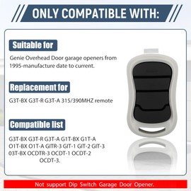 2 for Genie Garage Door Opener Remote, Compatible with All Genie & Overhead Garage Door Opener, Universal Replacement for Models G3T-A / G3T-R / G3T-BX