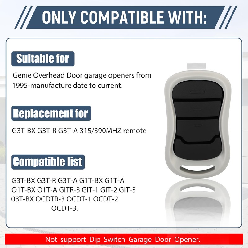2 for Genie Garage Door Opener Remote, Compatible with All