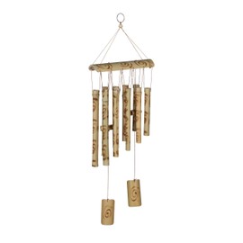 Relaxdays Bamboo Wind Chime, Hanging Decoration for Outdoor and Indoor, Warm Sound, Wind Organ, H x W: 60 x 18 cm, Natural