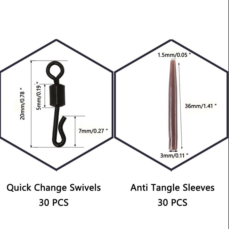 120Pcs Carp Fishing Tackle Kit, Safety Lead Clip Tail Cone