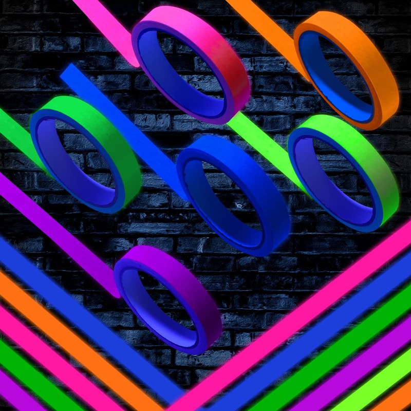 Whaline 6 Colors Neon Gaffer Cloth Tape, Fluorescent UV Blacklight