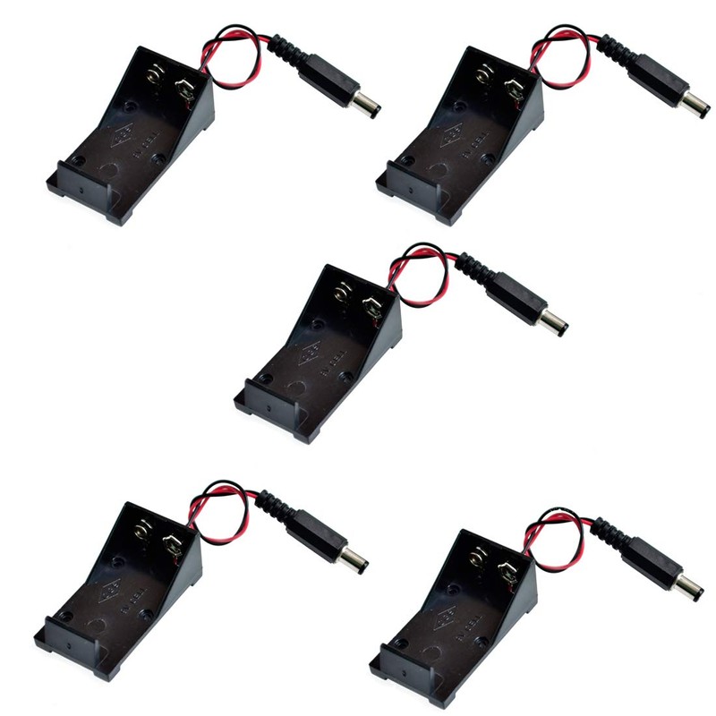 HiLetgo 5pcs Battery Holder Box with DC Plug for Arduino