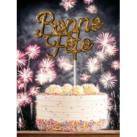 Bonne fête gold caketopper Décoration pour gâteau Bonne fête or