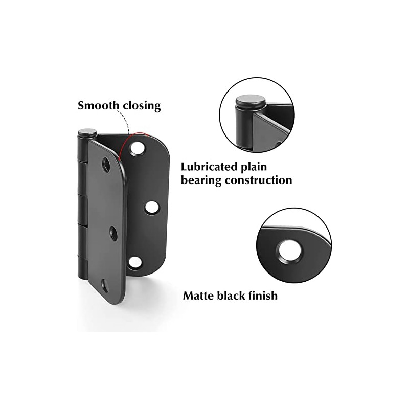Haidms 48 Pack Matte Black Door Hinges No Squeak 3.5