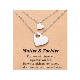 Aunis Mother Daughter Matching 2/3 Set Heart Necklace, Jewellery, Gifts for Mother and Daughter, Stainless Steel