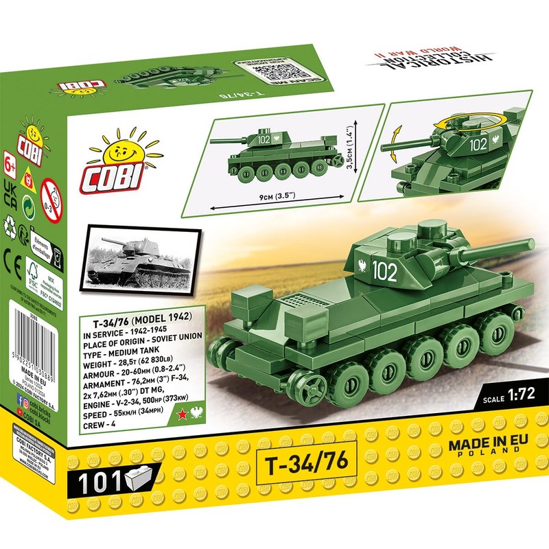 COBI Historical Collection WWII T-34/76 1:72 Scale Tank