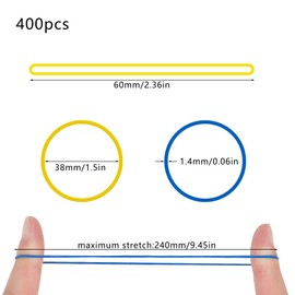 Rubber Bands Coloured Rubber Elastic Bands 400PcsThick Natural Rubber Bands Heavy Duty Strong Elastic Bands for Tie Dye, Hair Home, Pens, Crab,Catapults, Bills, Bank Paper, Office Supplies(38mm)