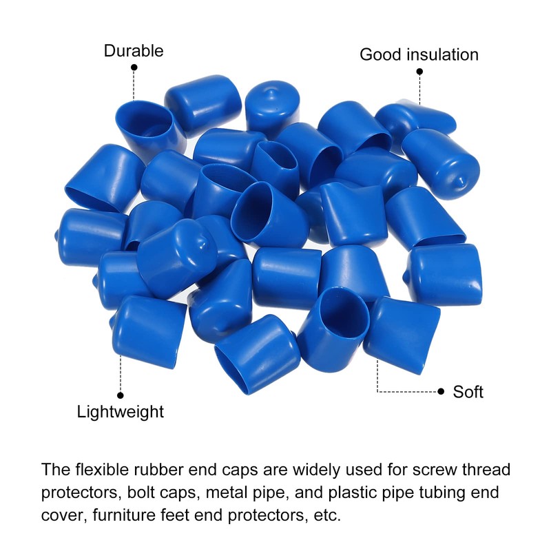 sourcing map 30pcs Rubber End Caps Cover 22mm Vinyl Screw