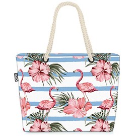 VOID Flamingos Maritime Hibiscus Beach Bag Shopper 58 x 38 x 16 cm 23L XXL Shopping Bag Travel Bag Beach Bag, multicoloured, Casual