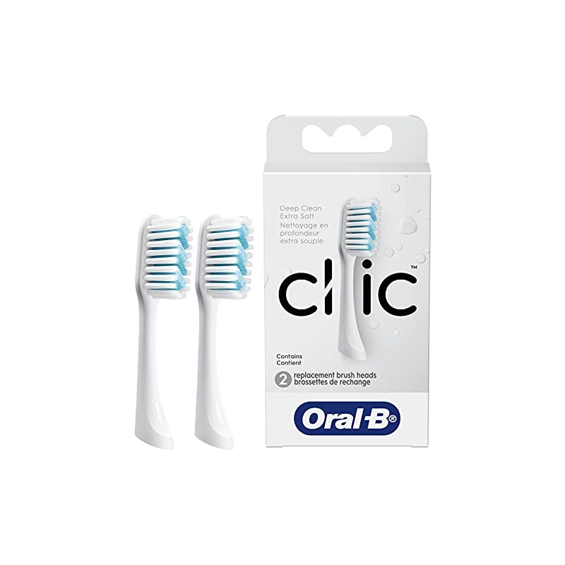Oral-B Clic Toothbrush Replacement Brush Heads, Deep Clean, White, 2