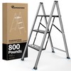 DiamondForge 3 Step Ladder,800 lbs Capacity Aluminum Ladder, Folding Step