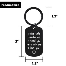 Drive Safe Keychain Gifts for Boyfriend I Love You Gifts for Him Husband Birthday Anniversary Couples Keychains Gifts Black