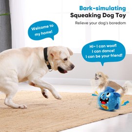 Petbobi Interactive Dog Toys for Boredom - Moving Dog Toy for Stimulating Play, Pet Plush Squeaky Dog Toys for Small Medium Dogs with 4 Batteries, Blue