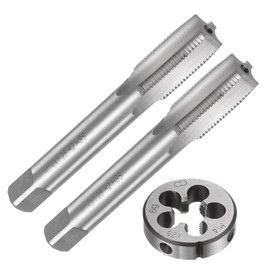 sourcing map 3pcs Tap and Die Set, Metric M14 x 1.25 Thread Taps & Round Die, Tapping Threading Tool Tap & Die Kit for Nut Screw Bolt Thread Repair