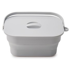 Gray Foldable Laundry Bucket 2.5 gal (7 L) with Laundry Board Foldable Compact with Hanging Hooks