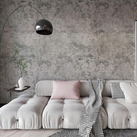 BAYYA Extra Wide Concrete Textured Wallpaper Peel Stick Light Grey Matte Thicken 31.5"x 591" Retro Industrial Style Contact Paper Waterproof Self-Adhesive Cement Wall Sticker Vinyl Wrap