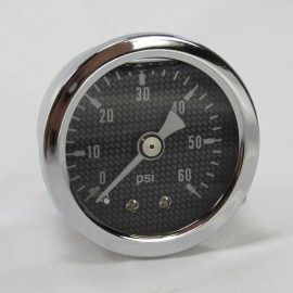 Billet Proof Designs 60 psi Oil Pressure Gauge with a Carbon Fiber Face Motorcycle Chopper Harley