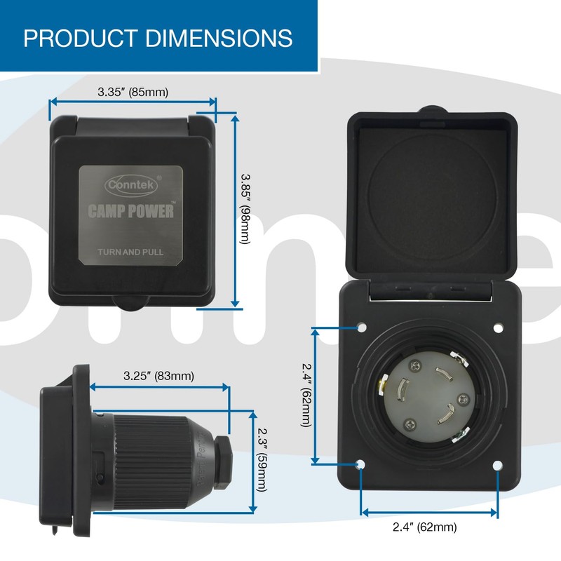Conntek 30 Amp 125 Volt RV Marine Power Inlet