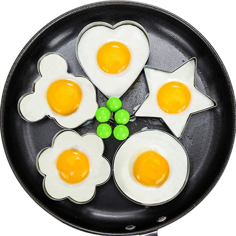5 x Stainless Steel Fried Egg Moulds, Non-Stick Egg Rings,