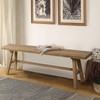 Wnutrees 55" Farmhouse Wood Bench, Rustic Solid Wood Dining Room