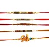 Set of 5 Rakhi for Brother with MultiDiamond Rakhee Bracelet