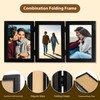 Triple Photo Frame 4x6 Hinged Folding Wood Picture Frame with