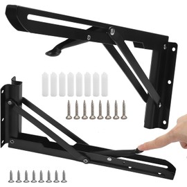 Stainless Steel Folding Console Heavy Duty 300 mm, 2 Pieces Folding Angle Heavy Duty Load 120 kg, Folding Hinges Table Tops, Folding Console with Lock, Shelf Bracket Foldable for Folding Table Wall