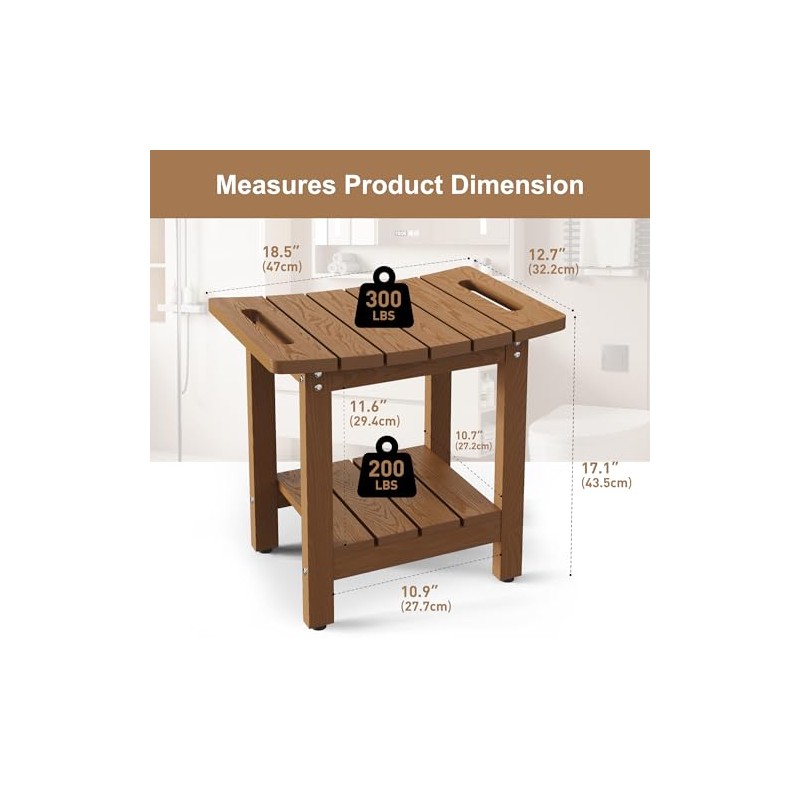 HIPS Shower Benches for Inside Shower, Shower Stool with Space-Efficient