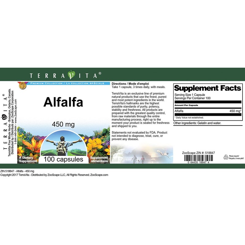 Alfalfa - 450 mg (100 Capsules, ZIN: 518847) - 2