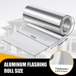 Aluminum Flashing Roll Roof Flashing,12Inch*50Ft Metal Roofing Flashing,0.3mm Thickness Aluminum Roof Panels for Sealing Windows Doors Siding Roofing Preventing Roofing Stains and Moss
