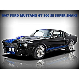 1967 Ford Mustang New Metal Sign: GT 500 SE Super Snake Fastback