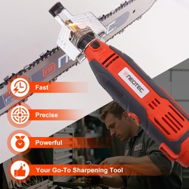 NEOTEC Electric Chainsaw Sharpener Kit Multi-Purpose Chain Saw Sharpener Tool with 6 Titanium-Plated Diamond Bits Saves Time Easy to Use De Cadena De Motosierra for All Chainsaw Chains