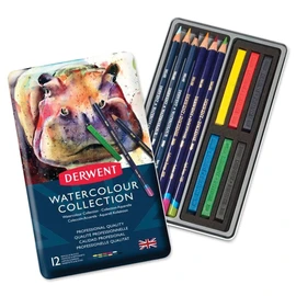 Derwent Watercolour Collection Sampler Kit, Painting & Drawing, Drawing Set Of 12 Watercolour Pencils & Blocks, Includes Inktense, Professional Quality, 0700303
