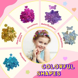 AOSITE Pack of 5 Glitter Patches, Girls' Hair Bedazzler Jewellery, Reusable Hair Styling, Hair Design Crafts Gift for 6-12 Years, Tools Not Included, Glitter Pieces Only