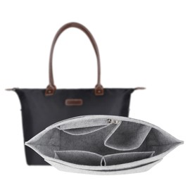 NOTAG Bag Organiser, Multi-Pocket Felt Handbag Organiser Lightweight Purse Organiser Insert for Tote Bag (Grey, M)