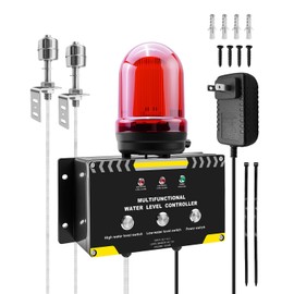 110V Sump Pump Alarm, High Low Water Alarm Alert with Dual Probes for Water Tank Septic Basements Pond Swimming Pool, 110dB Audible and Flashing LED Alarm, 16FT Adjustable Cable